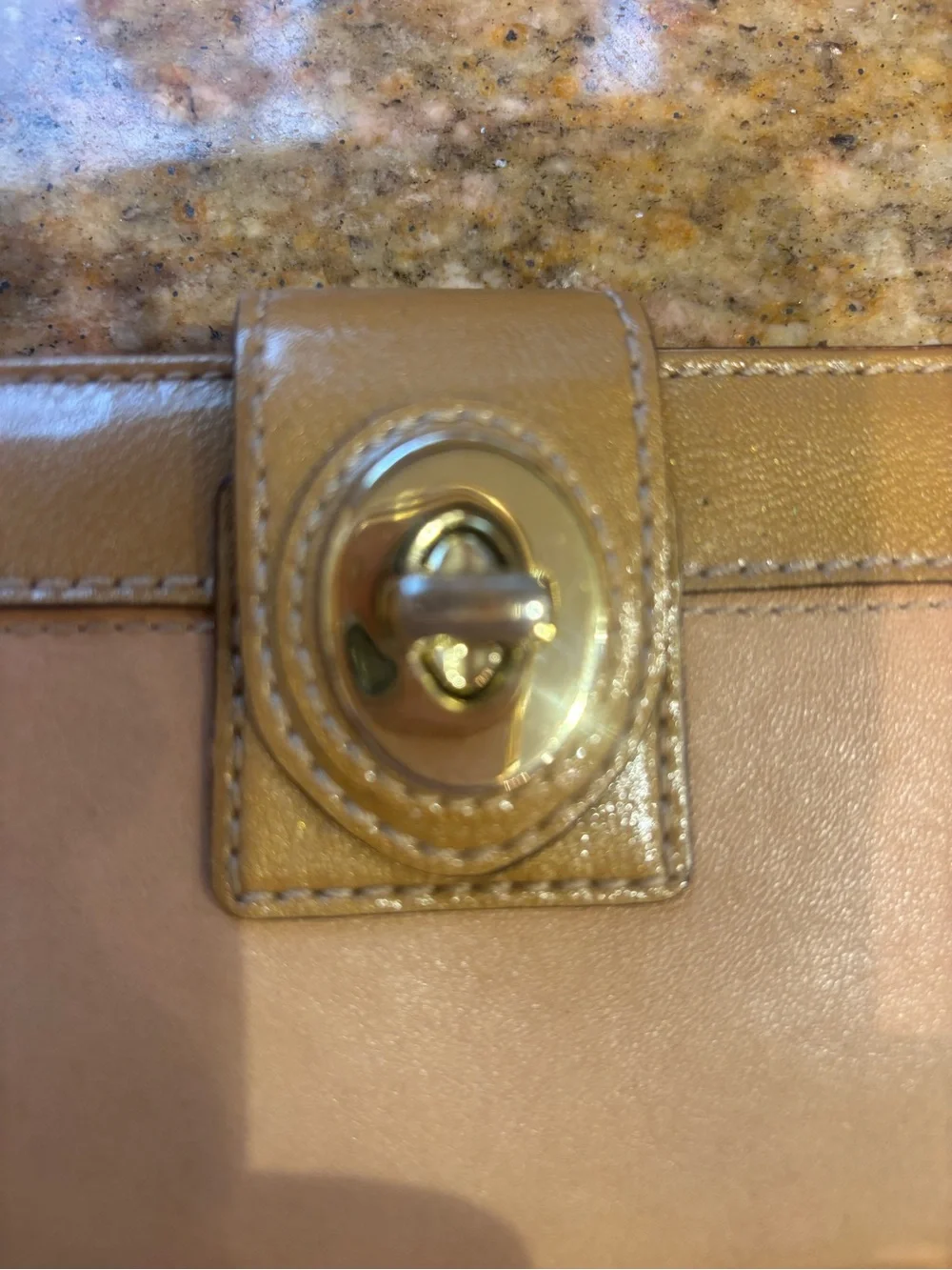 Coach Leather Turn-Lock Wallet - Tan
